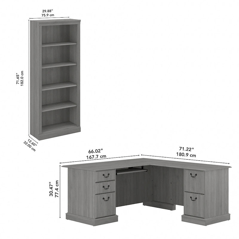 Scrivania ad angolo per computer e set libreria Saratoga di Bush Furniture