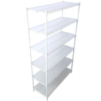 Scaffale a 6 ripiani in filo metallico nero/bianco/cromato con ruote, montaggio a 1 persona