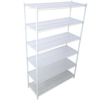 Scaffale a 6 ripiani in filo metallico nero/bianco/cromato con ruote, montaggio a 1 persona