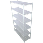 Scaffale a 6 ripiani in filo metallico nero/bianco/cromato con ruote, montaggio a 1 persona
