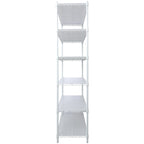 Scaffale a 6 ripiani in filo metallico nero/bianco/cromato con ruote, montaggio a 1 persona