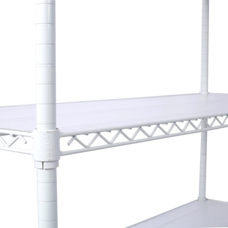 Scaffale a 6 ripiani in filo metallico nero/bianco/cromato con ruote, montaggio a 1 persona