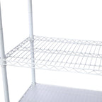 Scaffale a 6 ripiani in filo metallico nero/bianco/cromato con ruote, montaggio a 1 persona