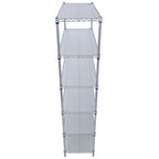 Scaffale a 6 ripiani in filo metallico nero/bianco/cromato con ruote, montaggio a 1 persona