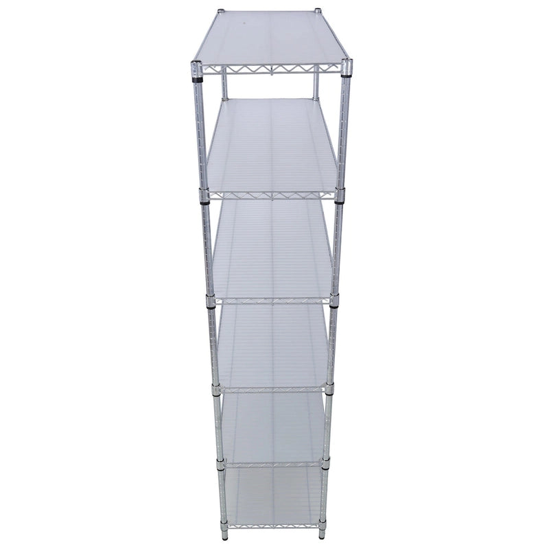 Scaffale a 6 ripiani in filo metallico nero/bianco/cromato con ruote, montaggio a 1 persona
