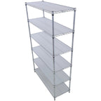 Scaffale a 6 ripiani in filo metallico nero/bianco/cromato con ruote, montaggio a 1 persona