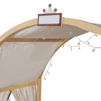 Letto a piattaforma in legno massiccio a forma di casetta, letto Montessori a terra con tetto ad arco e letto estraibile per bambine e bambini