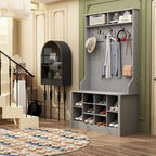 Albero da ingresso 4-in-1 bianco / marrone / grigio / nero con panca portascarpe, singolo