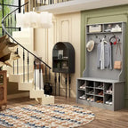 Albero da ingresso 4-in-1 bianco / marrone / grigio / nero con panca portascarpe, singolo