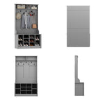 Albero da ingresso 4-in-1 bianco / marrone / grigio / nero con panca portascarpe, singolo