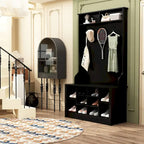 Albero da ingresso 4-in-1 bianco / marrone / grigio / nero con panca portascarpe, singolo