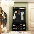 Albero da ingresso 4-in-1 bianco / marrone / grigio / nero con panca portascarpe, singolo