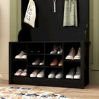 Albero da ingresso 4-in-1 bianco / marrone / grigio / nero con panca portascarpe, singolo