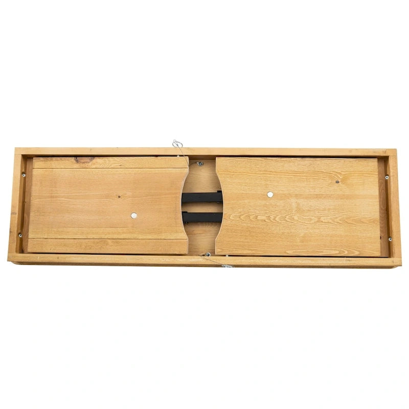 Panca da fattoria pieghevole antica in pino massiccio rustico, 40 x 12