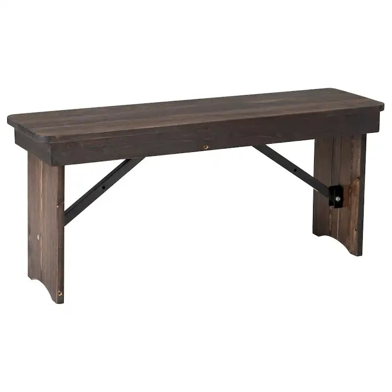 Panca da fattoria pieghevole antica in pino massiccio rustico, 40 x 12