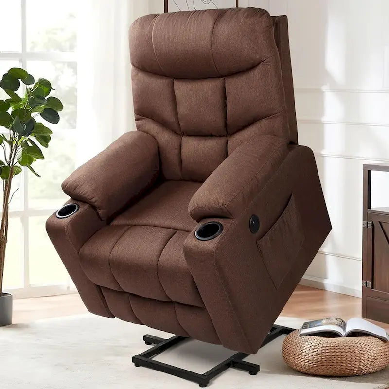 Poltrona reclinabile elettrica alzapersona in similpelle grigia/beige/marrone/blu con massaggio e porta USB, 1 posto