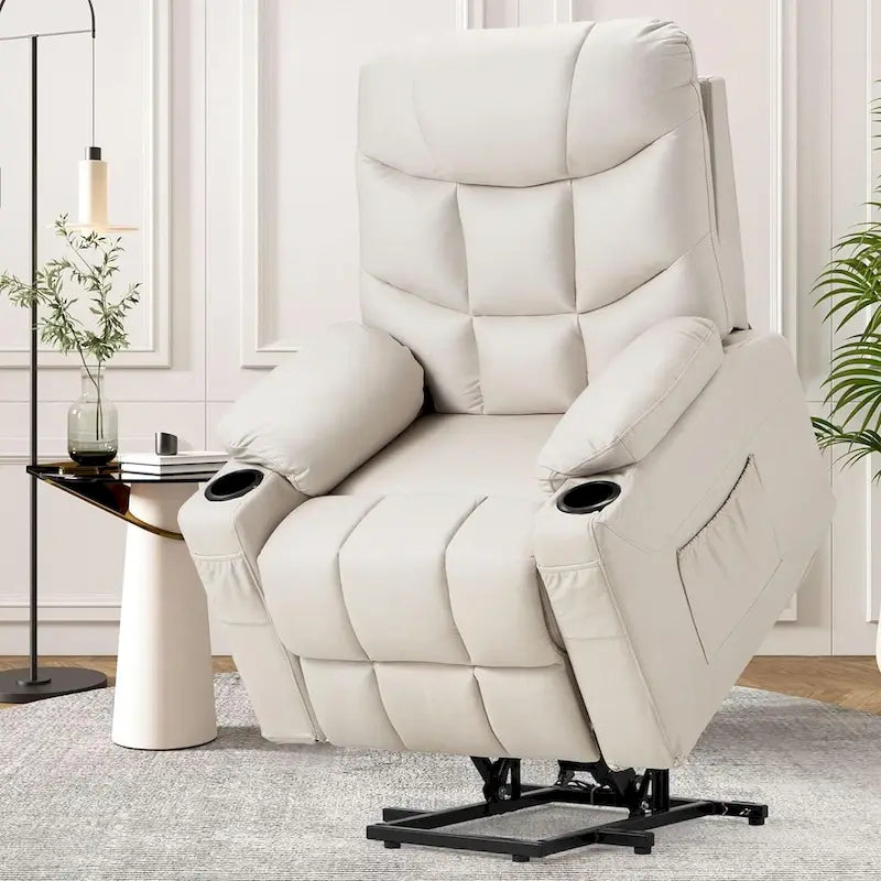 Poltrona reclinabile elettrica alzapersona in similpelle grigia/beige/marrone/blu con massaggio e porta USB, 1 posto