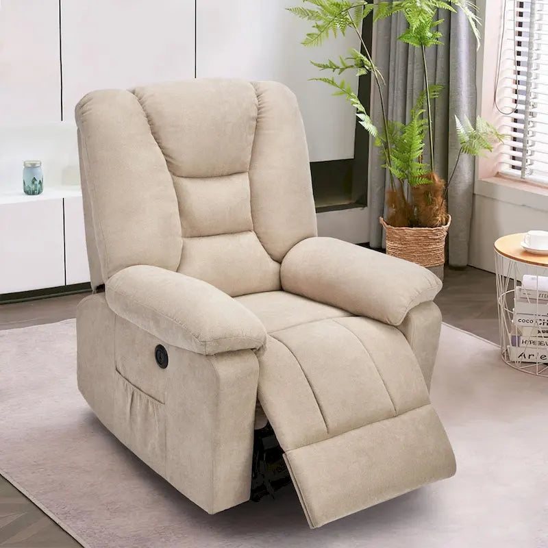 Poltrona reclinabile elettrica alzapersona in similpelle grigia/beige/marrone/blu con massaggio e porta USB, 1 posto