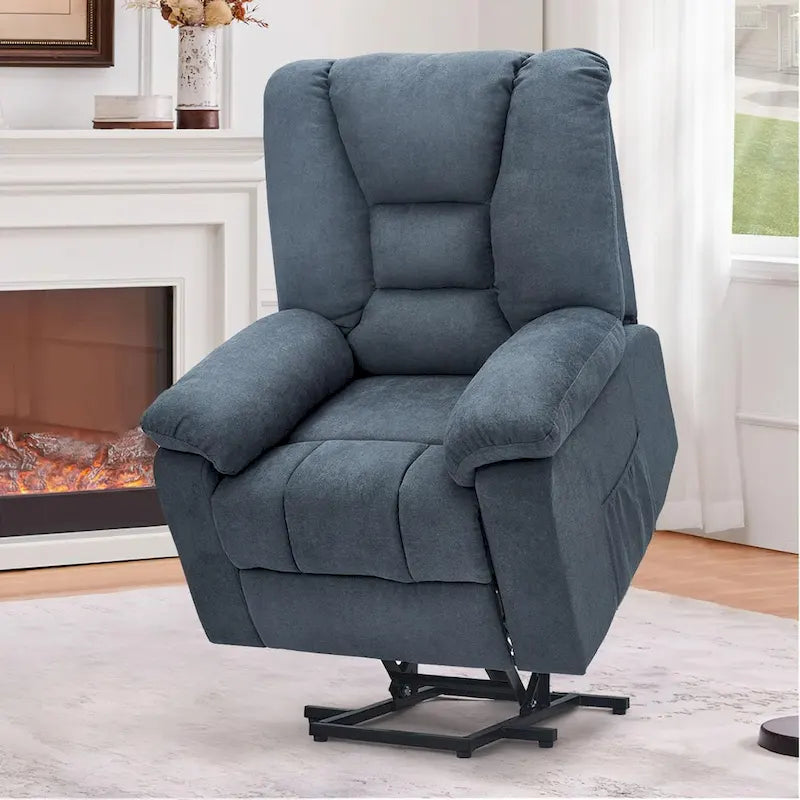 Poltrona reclinabile elettrica alzapersona in similpelle grigia/beige/marrone/blu con massaggio e porta USB, 1 posto