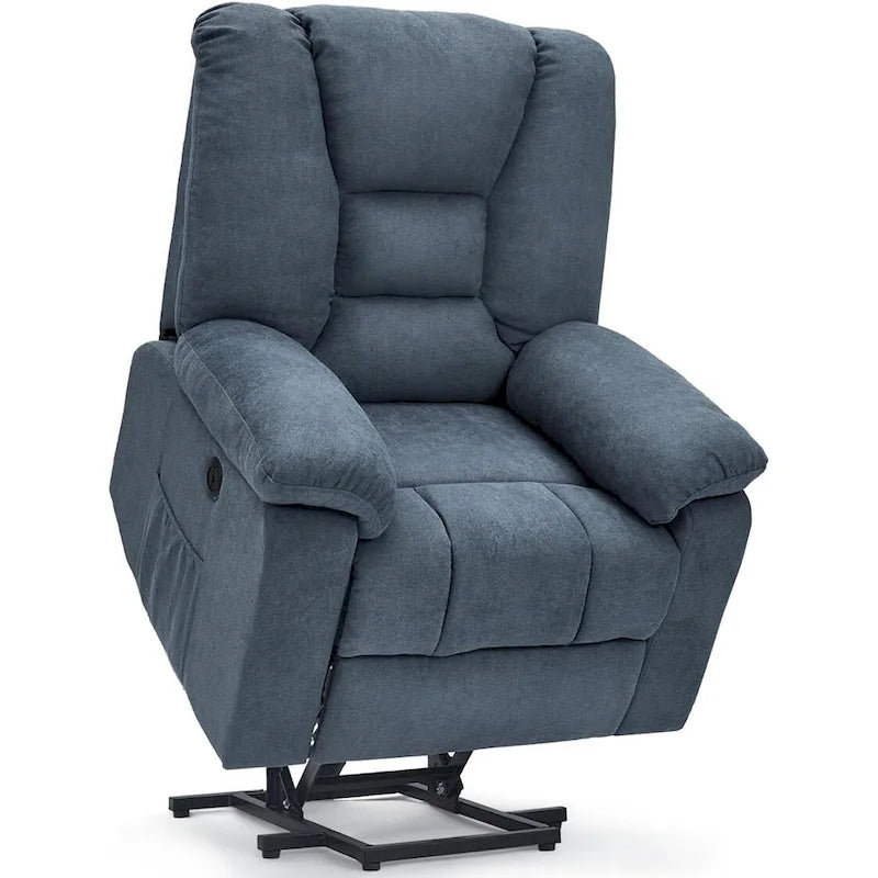 Poltrona reclinabile elettrica alzapersona in similpelle grigia/beige/marrone/blu con massaggio e porta USB, 1 posto