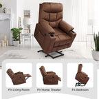 Poltrona reclinabile elettrica alzapersona in similpelle grigia/beige/marrone/blu con massaggio e porta USB, 1 posto