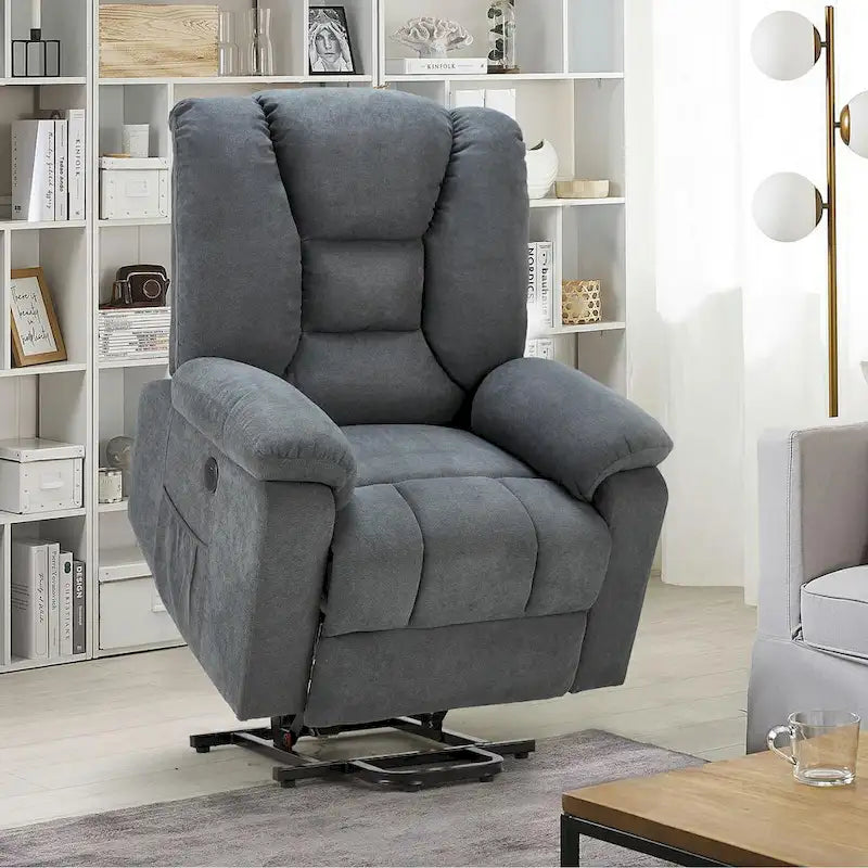 Poltrona reclinabile elettrica alzapersona in similpelle grigia/beige/marrone/blu con massaggio e porta USB, 1 posto