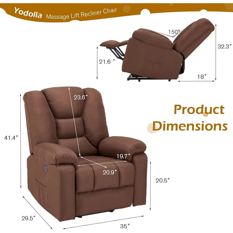 Poltrona reclinabile elettrica alzapersona in similpelle grigia/beige/marrone/blu con massaggio e porta USB, 1 posto