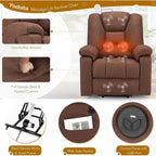 Poltrona reclinabile elettrica alzapersona in similpelle grigia/beige/marrone/blu con massaggio e porta USB, 1 posto