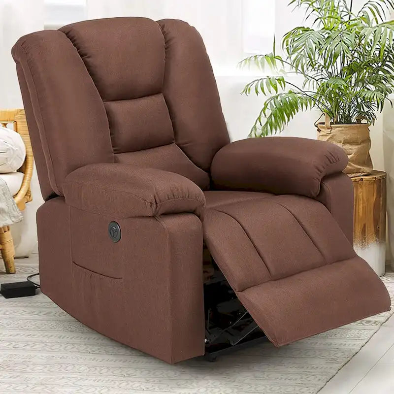 Poltrona reclinabile elettrica alzapersona in similpelle grigia/beige/marrone/blu con massaggio e porta USB, 1 posto