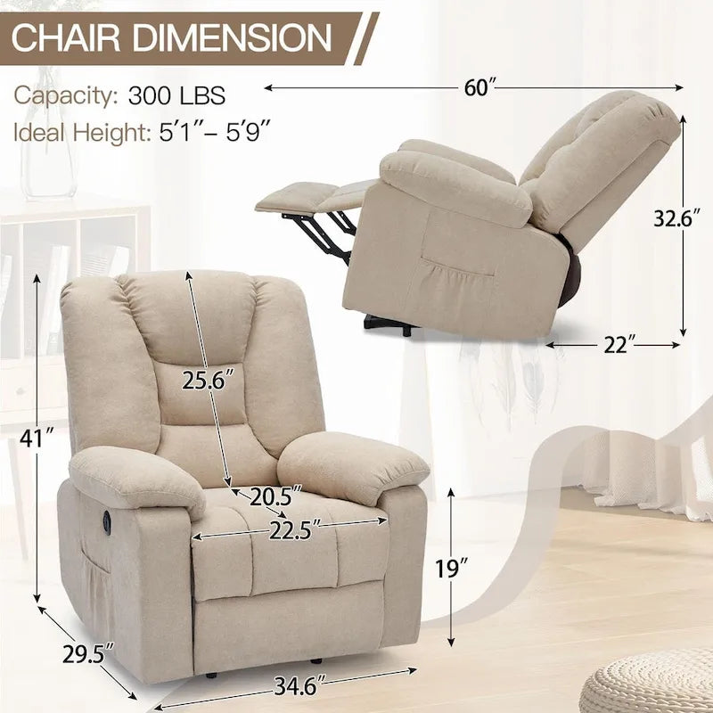 Poltrona reclinabile elettrica alzapersona in similpelle grigia/beige/marrone/blu con massaggio e porta USB, 1 posto