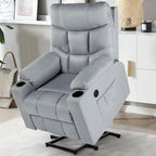 Poltrona reclinabile elettrica alzapersona in similpelle grigia/beige/marrone/blu con massaggio e porta USB, 1 posto