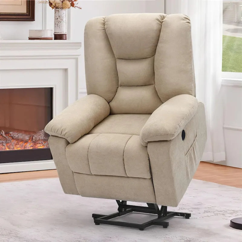 Poltrona reclinabile elettrica alzapersona in similpelle grigia/beige/marrone/blu con massaggio e porta USB, 1 posto