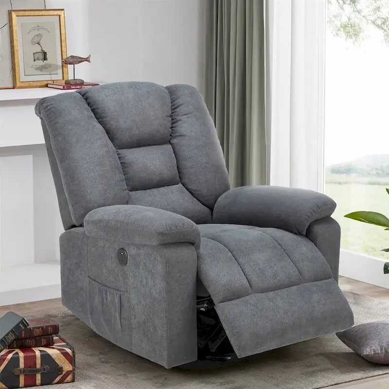 Poltrona reclinabile elettrica alzapersona in similpelle grigia/beige/marrone/blu con massaggio e porta USB, 1 posto