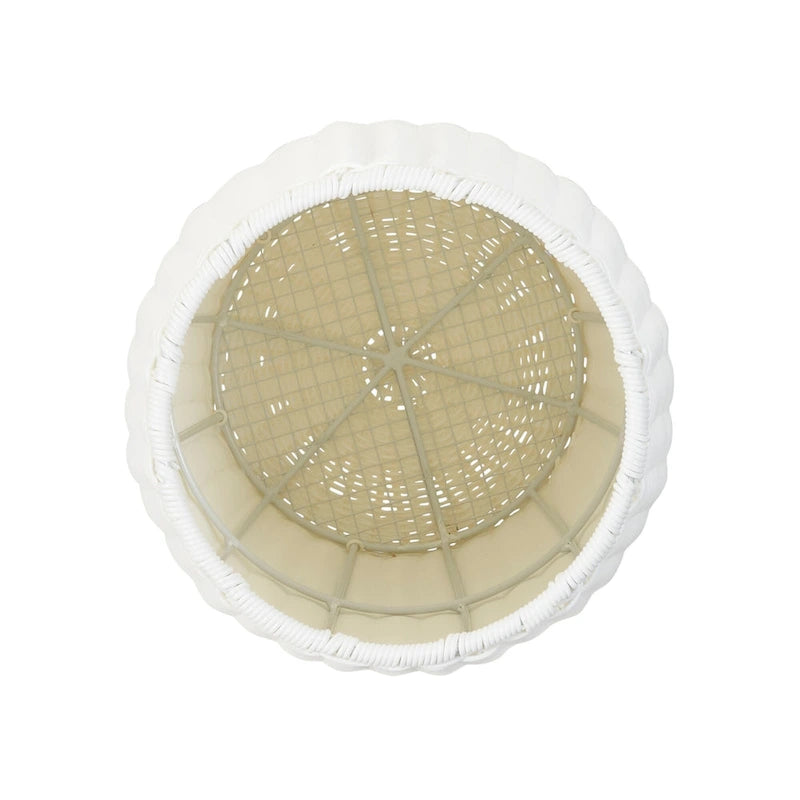 Piedistallo decorativo in finta resina intrecciata bianca, corto, monouso