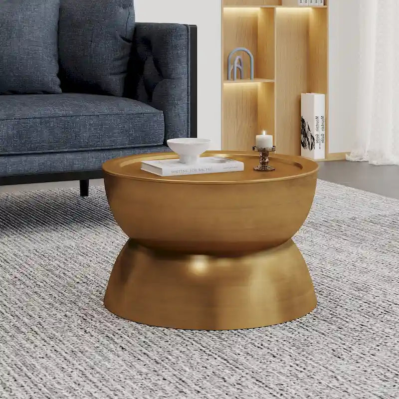 Tavolino da caffè a clessidra in ferro anticato spazzolato – Argento / Bronzo / Oro, Posti 1