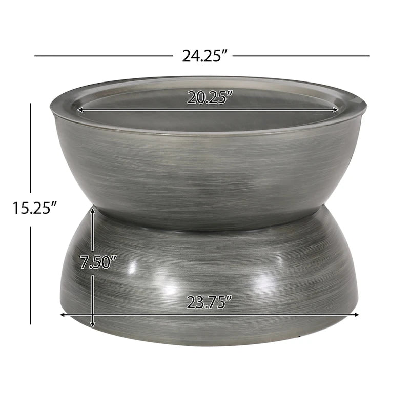 Tavolino da caffè a clessidra in ferro anticato spazzolato – Argento / Bronzo / Oro, Posti 1