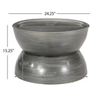 Tavolino da caffè a clessidra in ferro anticato spazzolato – Argento / Bronzo / Oro, Posti 1