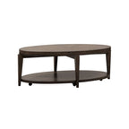 Tavolino da caffè ovale Espresso Stone con ripiano, piano in legno, rotelle