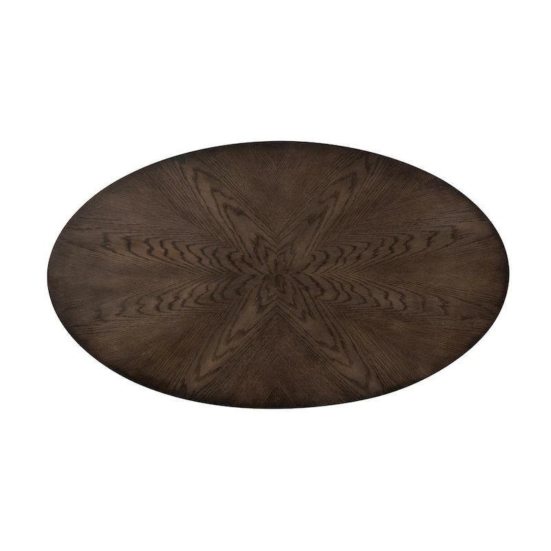 Tavolino da caffè ovale Espresso Stone con ripiano, piano in legno, rotelle