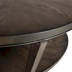 Tavolino da caffè ovale Espresso Stone con ripiano, piano in legno, rotelle