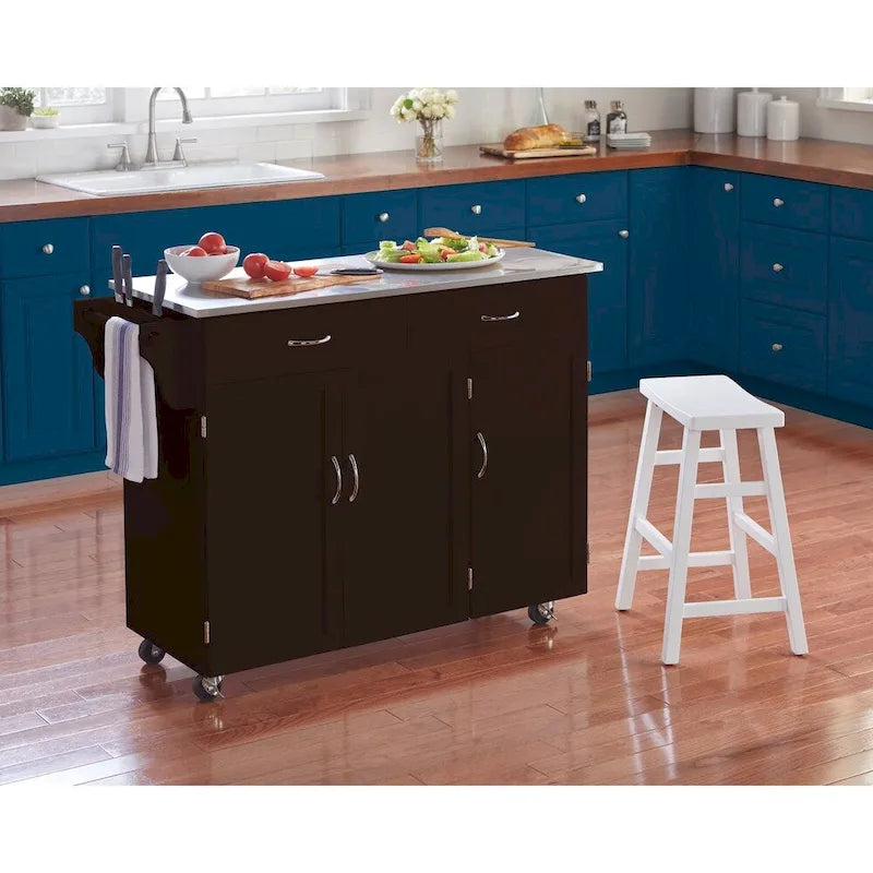Carrello da cucina Simple Living Addie Rolling con piano in acciaio inossidabile