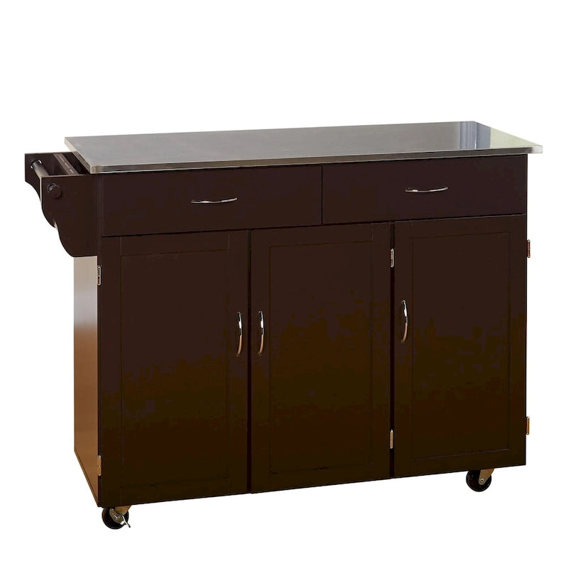 Carrello da cucina Simple Living Addie Rolling con piano in acciaio inossidabile