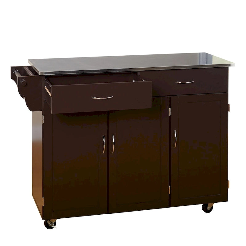 Carrello da cucina Simple Living Addie Rolling con piano in acciaio inossidabile