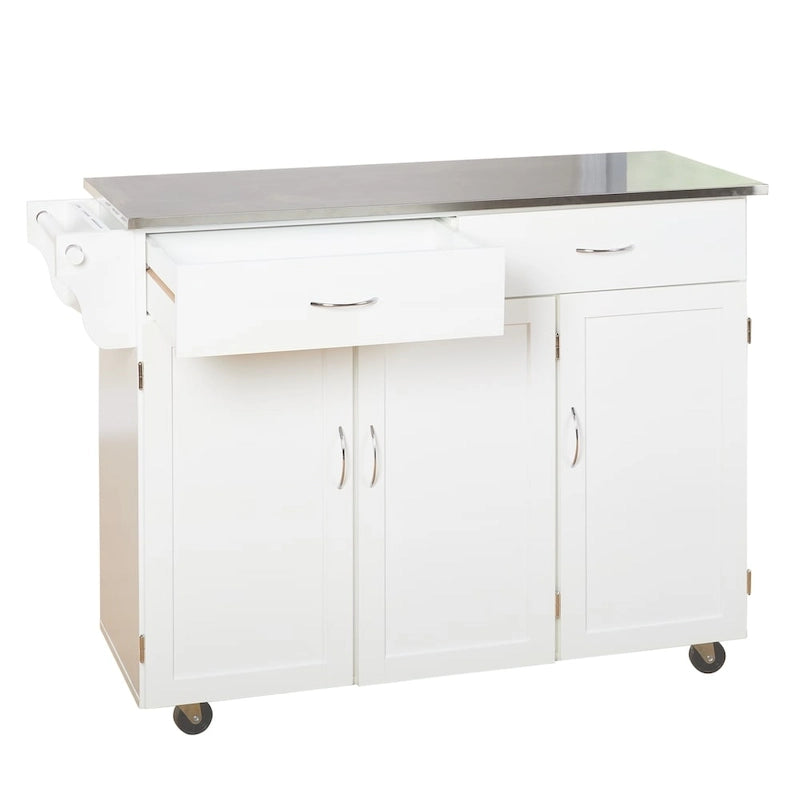 Carrello da cucina Simple Living Addie Rolling con piano in acciaio inossidabile