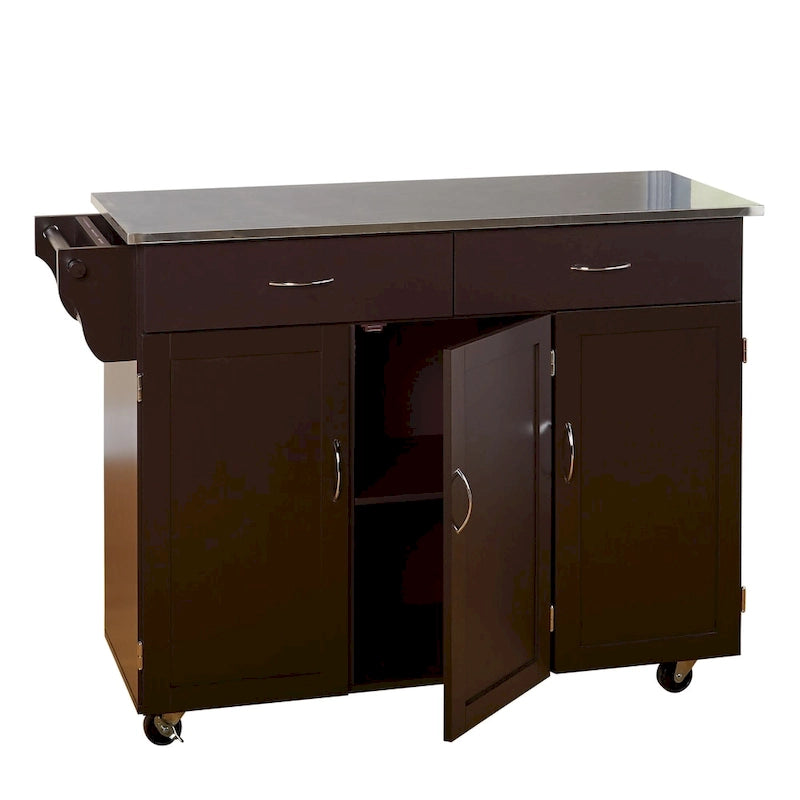 Carrello da cucina Simple Living Addie Rolling con piano in acciaio inossidabile
