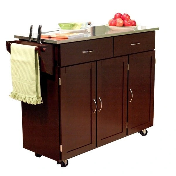 Carrello da cucina Simple Living Addie Rolling con piano in acciaio inossidabile