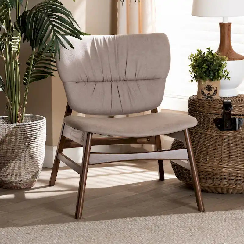Poltrona Mid-Century con accenti beige/grigi per 1 persona