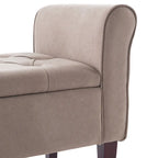 Panca Pouf Contenitore in Tessuto Blu Scuro / Grigio / Beige con Braccioli Arrotondati, 2-3 Posti