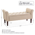 Panca Pouf Contenitore in Tessuto Blu Scuro / Grigio / Beige con Braccioli Arrotondati, 2-3 Posti