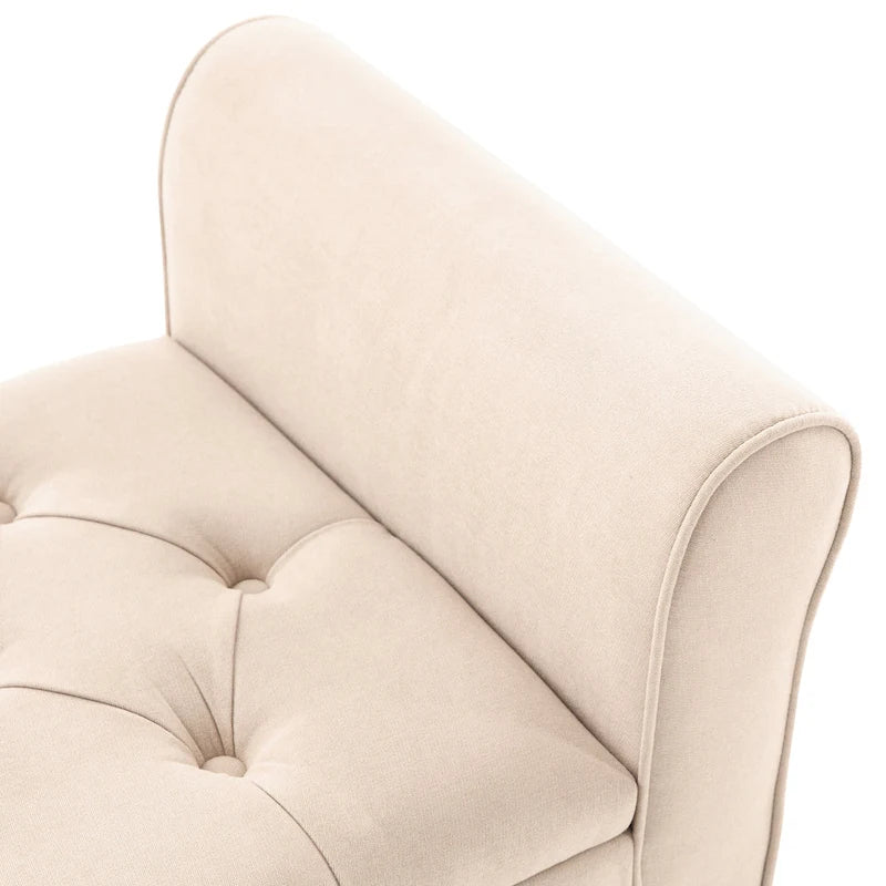 Panca Pouf Contenitore in Tessuto Blu Scuro / Grigio / Beige con Braccioli Arrotondati, 2-3 Posti